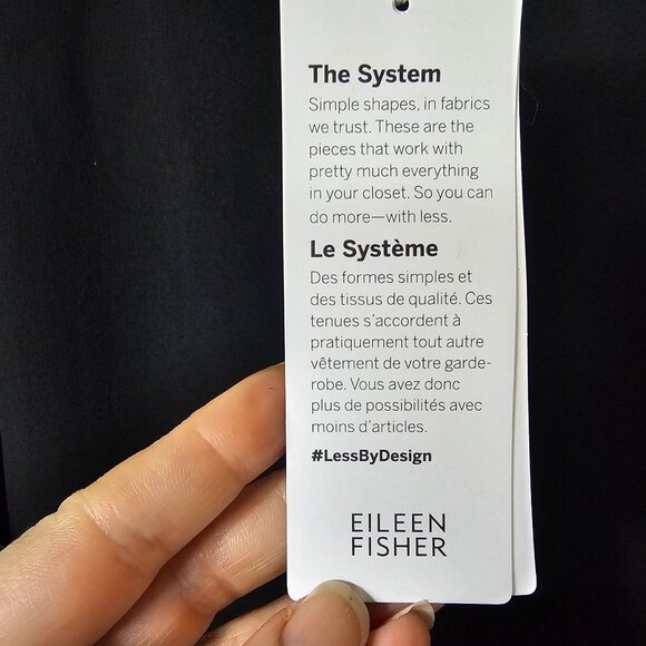 NWT Eileen Fisher System Black Silk Crepe Long Tunic Shell Top $218 XS Old Money - Picture 5 of 10